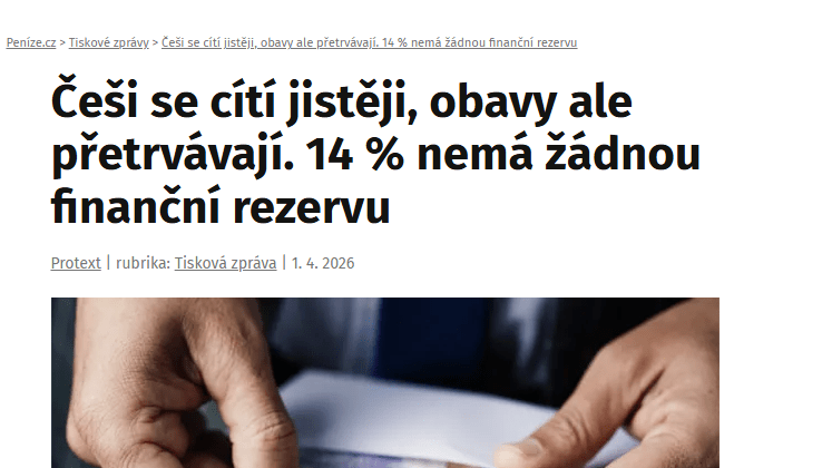 Češi vstoupili do roku 2026 s mírným optimismem. BNP Paribas Cardif index jistoty vzrostl o jeden bod