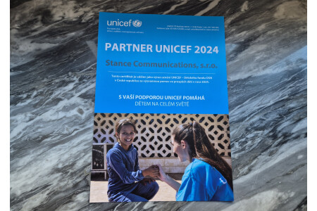 Obdrželi jsme děkovný certifikát UNICEF